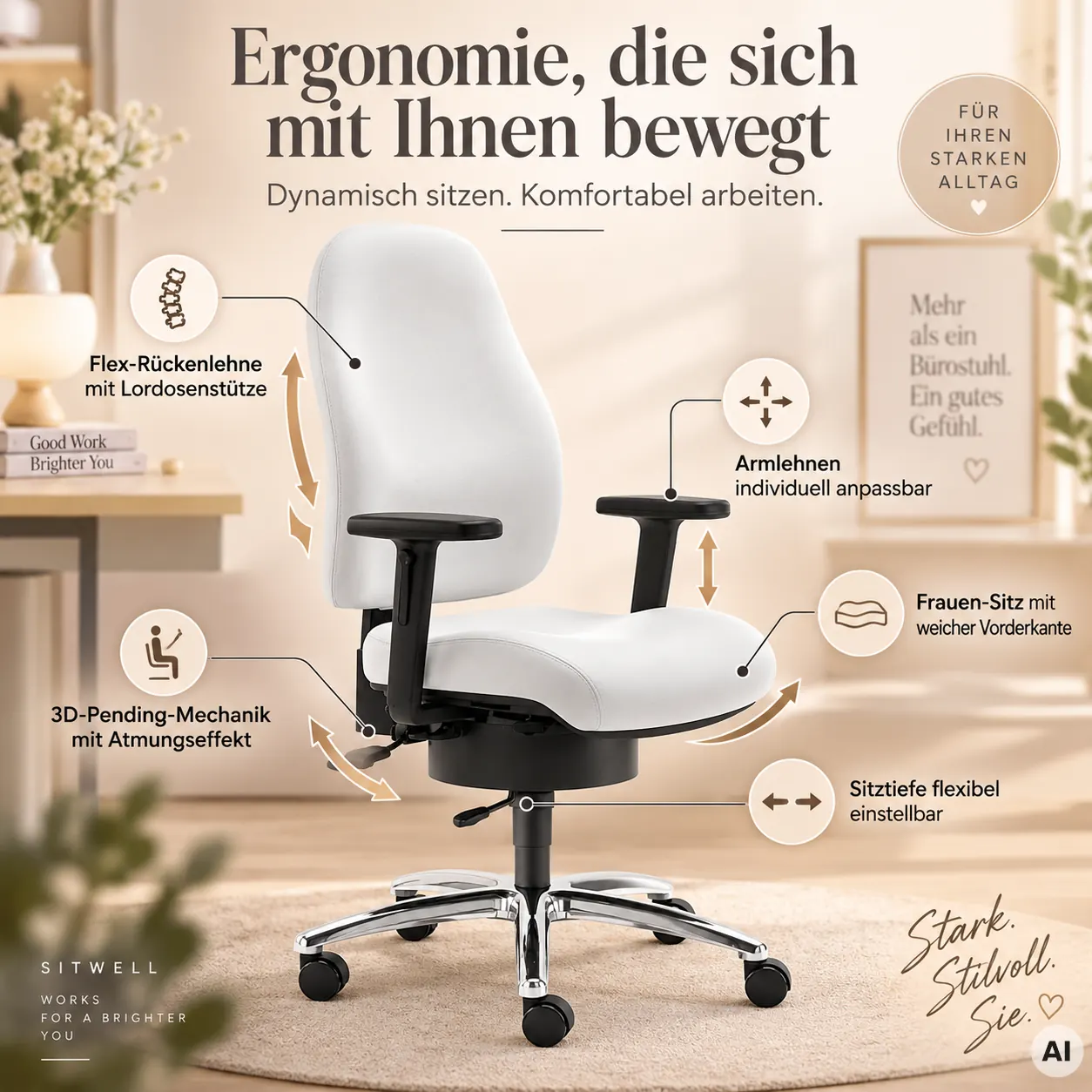 Lady SITWELL - Bequemer Bürostuhl für Frauen